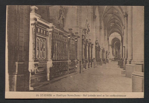 St-Omer : Basilique Notre-Dame - Nef latérale nord et les confessionnaux