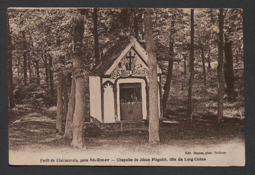 Forêt de Clairmarais, près St-Omer : Chapelle de Jésus Flagellé, dite du Long Chêne