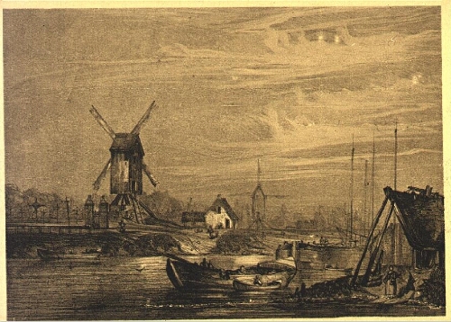 Saint-Omer - Faubourg de l'Isle - Vue de 4 moulins en 1830