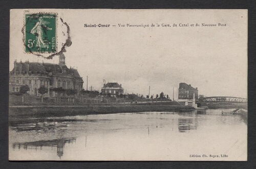 Saint-Omer (P.-de-C.) : Vue Panoramique de la Gare, du Canal et du Nouveau Pont