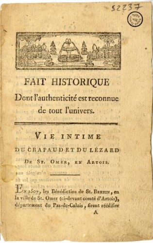 Vie intime du crapaud et du lézard de St-Omer