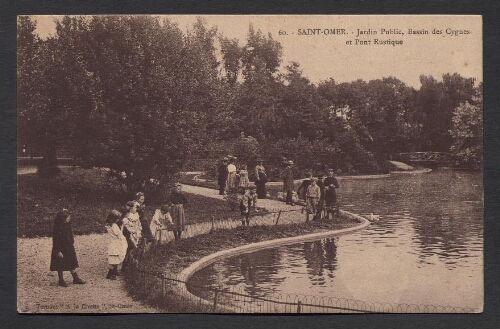 Saint-Omer : Jardin public, Bassin des Cygnes et Pont Rustique