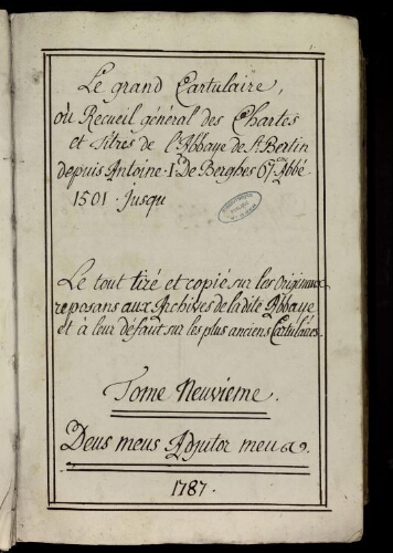 Cartulaire de Saint-Bertin, volume 9