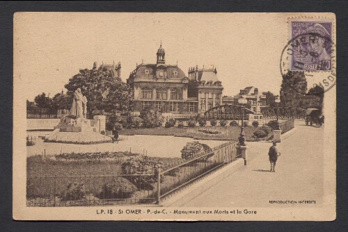 St-Omer (P.-de-C.) : Monument aux Morts et la Gare