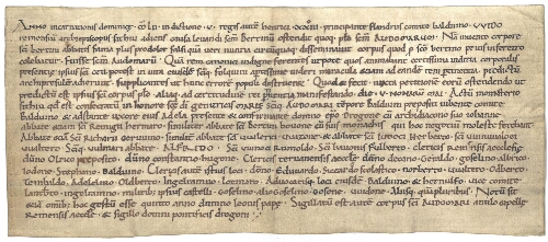 La charte de reconnaissance des reliques de saint Omer par l’archevêque de Reims