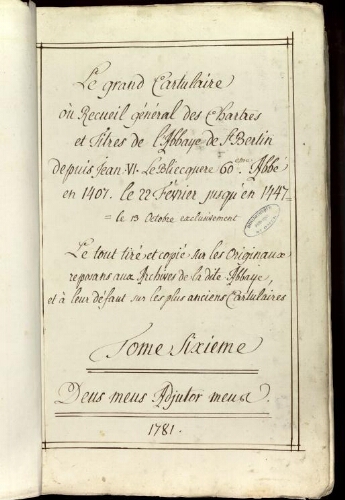 Cartulaire de Saint-Bertin, volume 6