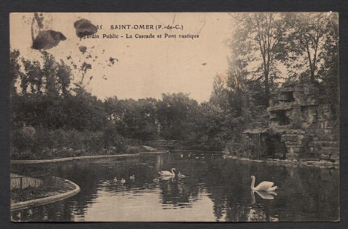 Saint-Omer (P.-de-C.) : Jardin public - la Cascade et Pont Rustique