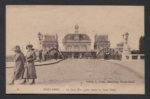 Saint-Omer : La gare (vue prise avant le Pont Fixe)