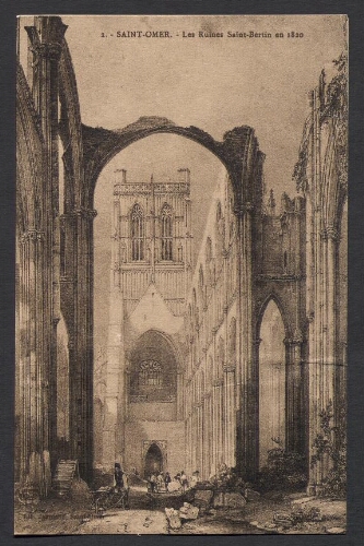 Saint-Omer : Les Ruines Saint-Bertin en 1820