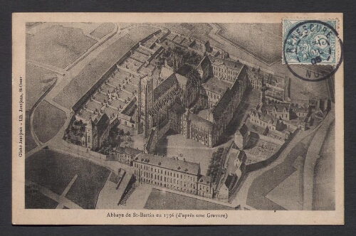 Saint-Omer : Abbaye de St-Bertin en 1756 (d'après une gravure)