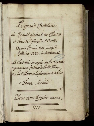 Cartulaire de Saint-Bertin, volume 2